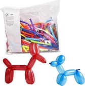 100 Modelleer Ballonnen - Assorti kleuren - 150cm - Rood / Geel / Blauw / Paars / Wit / Licht en donker Groen / Roze - Lange ballonnen / Figuur ballonnen