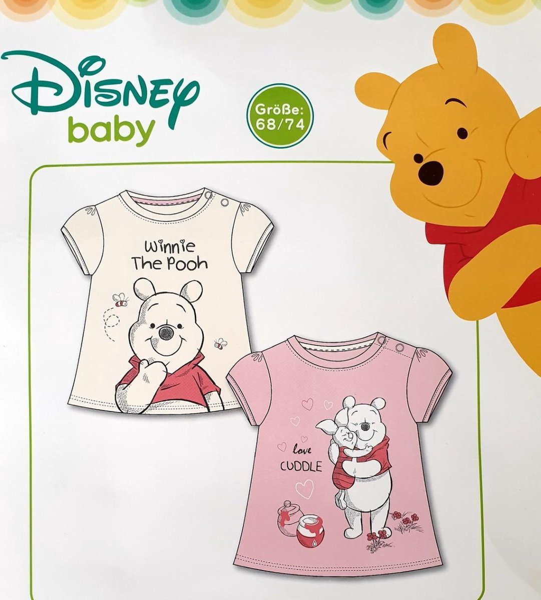 Disney Baby Winnie the Pooh T-shirt - 2 stuks - Maat 68/74 - roze - Disney