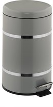 Relaxdays Pedaalemmer 12 liter - prullenbak - WC - keuken - aanrecht afvalbak - softclose - Lichtgrijs