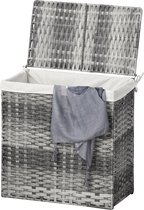 Nancy's Addington Polyrattan Wasmand - Grijs - Pe Rotan, Metalen Pijp, Poly Katoen - 22,44 cm x 13,38 cm x 23,62 cm
