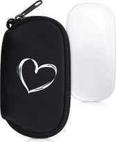 kwmobile Hoes voor Apple Magic Mouse 1 / 2 - Hoesje voor muis in wit / zwart - Brushed Hart design