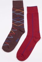 Duurzame sokken Vodde Argyle 2-pack Bordeaux / 43-46