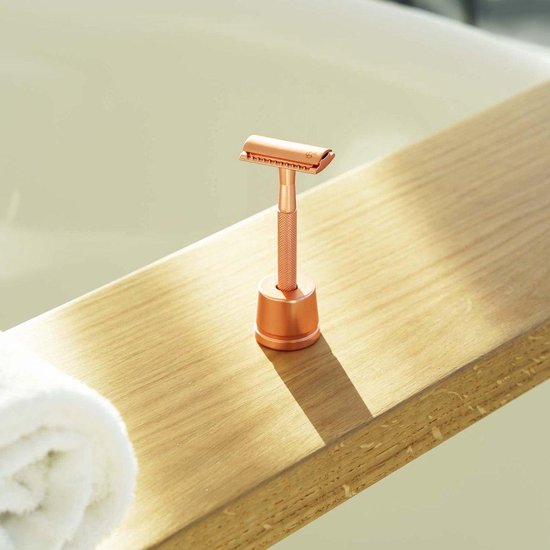 Bamboozy Safety Razor RVS + 20 Scheermesjes Rose Gold Goud voor Vrouwen Dames Zero Waste Scheermesje Veiligheidsscheermes