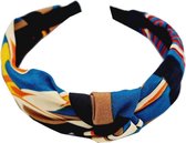 Haarband Diadeem Knoop Multi Color Print Blauw