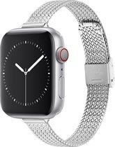Geschikt voor Apple Watch bandje 38 / 40 / 41 mm - Series 1 2 3 4 5 6 7 SE - Smartwatch iWatch horloge band - 38mm 40mm 41mm - Fungus - RVS metaal - Milanese dun - Zilver