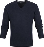Suitable - Lamswol Trui V-Hals Donkerblauw - Heren - XXL - Regular-fit - Mannen trui van Wol