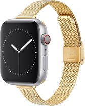 Geschikt voor Apple Watch bandje 38 / 40 / 41 mm - Series 1 2 3 4 5 6 7 SE - Smartwatch iWatch horloge band - 38mm 40mm 41mm - Fungus - RVS metaal - Milanese dun - Goud