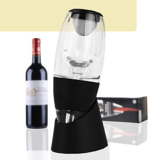 Lynnz® Luxe wijn decanteerder + zeef en standaard | wijn decanter - wijndecanteerder - wijn beluchter - cadeau - wijn accessoires - geschenkset - decanteer karaf