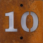 Cortenstaal huisnummer 10 (10x10cm)