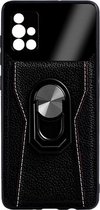 Back Cover Samsung Galaxy A71 | Telefoonhoesje | Met Ring Houder | Zwart | TPU Hoesje