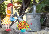 Bloemetjes water geven-ansichtkaart zonder envelop-natuur-tuin-verjaardag-bloemen-vrouw-vriendschap
