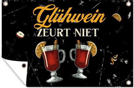 Affiche de jardin - Toile de jardin - Posters de jardin d'extérieur - Vin chaud - Verres - Zwart - 120 x 80 cm - Jardin - Cadeau pour femme