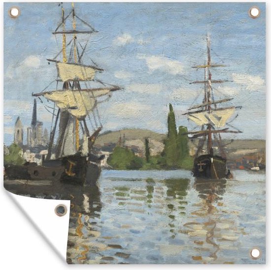 Schepen zeilen op de Seine bij Rouen - Claude Monet