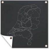 Tuinposters Landkaart - Nederland - Zwart - Wit - 50x50 cm - Tuindoek - Buitenposter