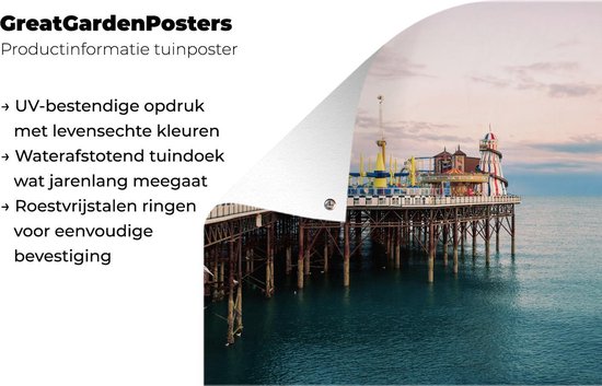 Décoration de jardin Brighton - Jetée - Angleterre - 60x40 cm - Poster jardin - Toile jardin - Poster extérieur