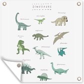 Tuinposters Kinderkamer - Dinosaurus - Wit - Jongens - Meisjes - Kinderen - 50x50 cm - Tuindoek - Buitenposter