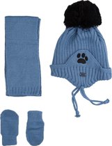 Kitti 3-Delig Winter Set | Muts met Fleecevoering - Sjaal - Handschoenen | 0-18 Maanden Baby Jongens | Poot-04 (K2150-07)
