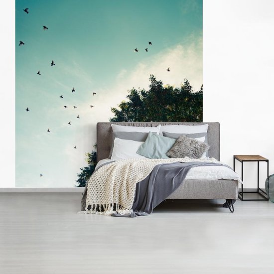 Papier Peint - Papier Papier peint photo Forêt - Arbre - Vogel - Largeur 300 cm x Hauteur 300 cm