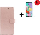 Hoesje Samsung Galaxy A52 - Hoesje Samsung Galaxy A52s 5G - Screenprotector Samsung Galaxy A52 - Screenprotector Samsung Galaxy A52s 5G - Wallet Bookcase Rose Goud + 2x Screenprote