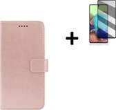 Hoesje Samsung Galaxy A52 - Hoesje Samsung Galaxy A52s 5G - Privacy Screenprotector Samsung Galaxy A52 - Privacy Screenprotector Samsung Galaxy A52s 5G - Wallet Bookcase Rose Goud