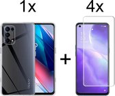 Oppo Reno 5 hoesje shock proof case transparant hoesjes cover hoes - 4x Oppo Reno 5 screenprotector