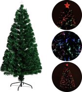 Kunstkerstboom met glasvezel verlichting en decoratie - Kerstboom - Kerst - LED - 150 cm
