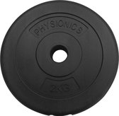 Physionics - 2 x 2 kg gewicht voor halterstang - gewichten - losse schijven - zwart