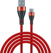 ADC-001 3A USB naar USB-C / Type-C Weave snellaaddatakabel, lengte: 1 m (rood)