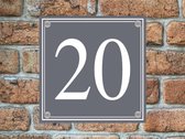 huisnummer Huisnummerbord met dubbele rand grijs