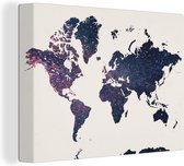 Wanddecoratie Wereldkaart - Galaxy - Wit - Canvas - 120x90 cm