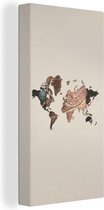 Wanddecoratie Wereldkaart - Hout - Bruin - Canvas - 20x40 cm