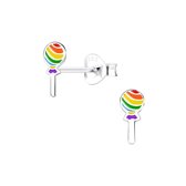 Joy|S - Zilveren lolly oorbellen - multicolor - 4 x 8 mm