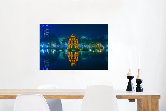 Photo du lac Hoan Kiem à Hanoi Aluminium 90x60 cm - Tirage photo sur aluminium (décoration murale en métal)