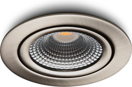 Ledisons LED Inbouwspot - Vivaro RVS 3W - Dimbare Spot - Flame-Wit - IP54 - Geschikt voor Woonkamer, Badkamer en Keuken - Plafondspot RVS - Ø75 mm