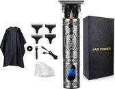 Luxe - Professionele trimmerset - Grijs - Met Display - LCD - Inclusief: Kapmantel - Trimmer voor mannen - Baardtrimmer - Scheerapparaat - Draadloos - USB Opladen - Contouren -1500