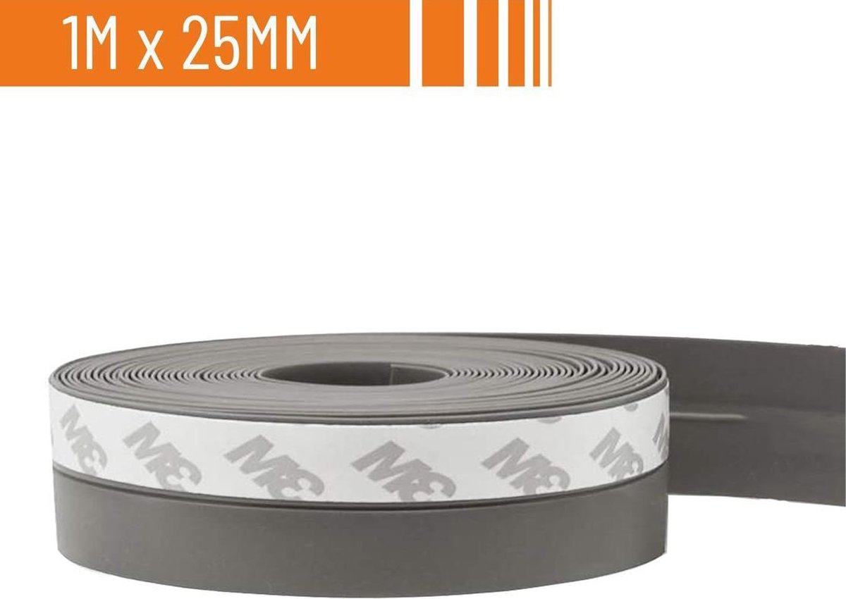 Simple Fix Tochtstrip - 25mm x 1 Meter - Tochtstrips voor Deuren - Tochtstopper - Tochtrol - Tochtband - Hoogwaardig Silicone - Zelfklevend en Isolerend - Grijs