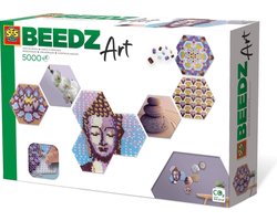 SES Beedz Art - Hex tiles Zen - 5000 strijkkralen - collage met strijkkralen en foto's - complete set met grondplaten en fotostickers