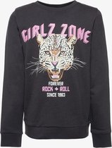TwoDay meisjes sweater met luipaard - Grijs - Maat 146/152