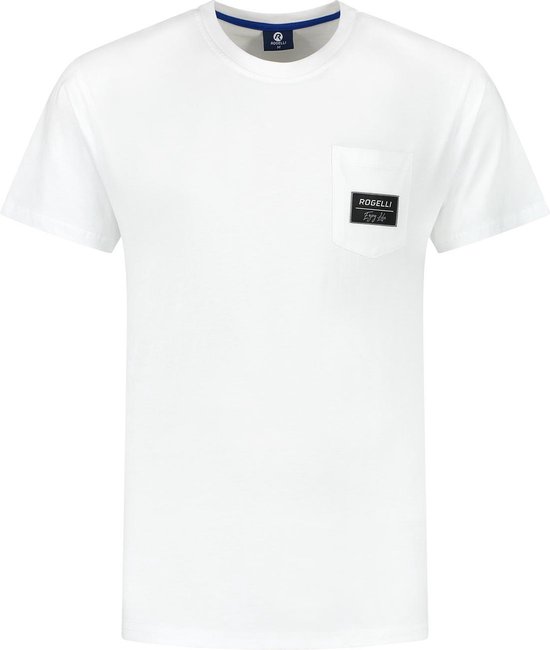 Rogelli Pocket T-Shirt Sportshirt - Korte Mouwen - Heren - Wit - Maat XL