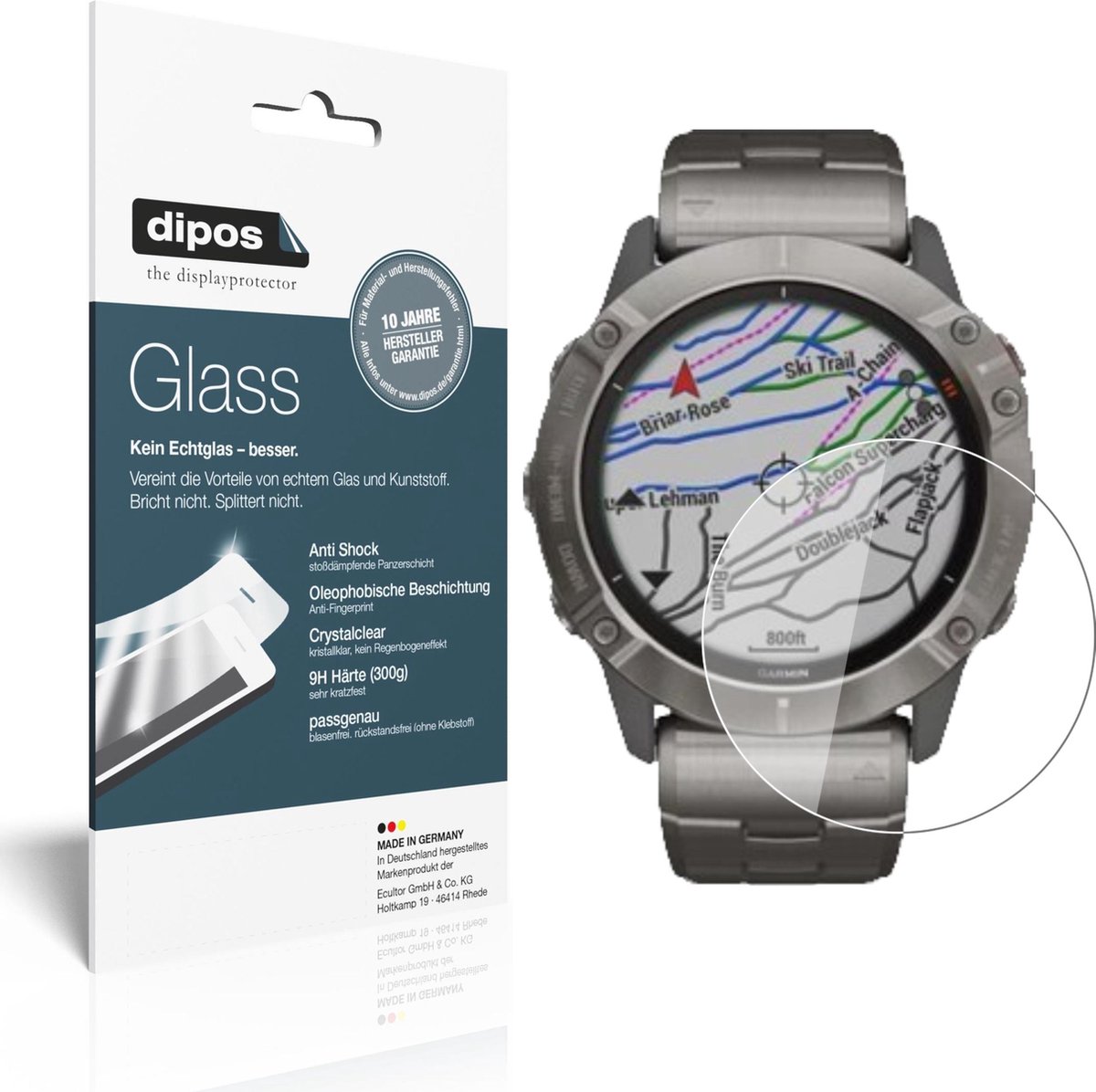 dipos I 2x Pantserfolie helder geschikt voor Garmin fenix 6 Pro Beschermfolie 9H screen-protector
