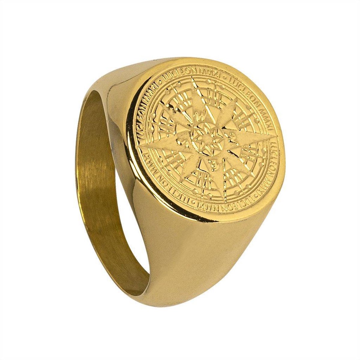 Di Lusso - Ring Yannick - Edelstaal - Goudkleurig - Heren - 19.00 mm