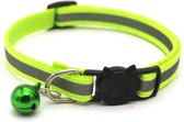 Kattenhalsband met veiligheidssluiting en belletje - Reflecterend - Verstelbaar - 19 / 32 cm - Halsband kat - Kattenbandje - Cat - Kitten - Katten halsband - Licht groen