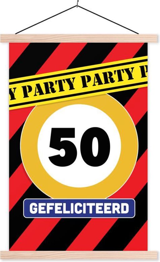Porte-affiche avec affiche - Affiche scolaire - Anniversaire - Décoration 50 ans - Fête - 60x90 cm - Lattes vierges