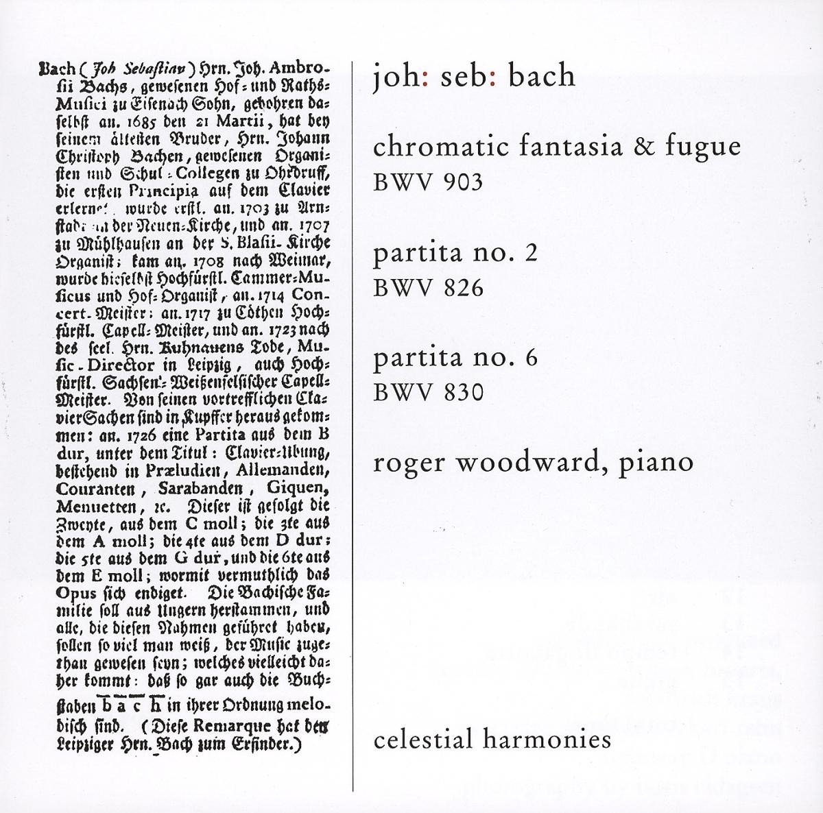 Roger Woodward - J.S. Bach: Cromatic Fantasia & Fugue Bwv 903 (CD)