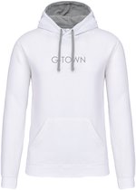 HOODIE - GECONTRASTEERDE CAPUCHON - WIT - GRIJS - XL