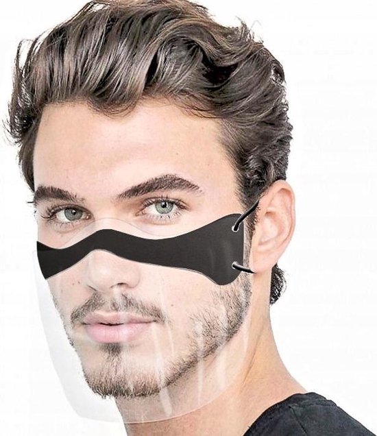 Foto: 2 x stuks spatmasker veiligheid vizier gelaatsscherm hygi ne veiligheid face shield spatmasker gelaatscherm beschermkap mondkapje mondmasker herbruikbaar transparant mondkapje 