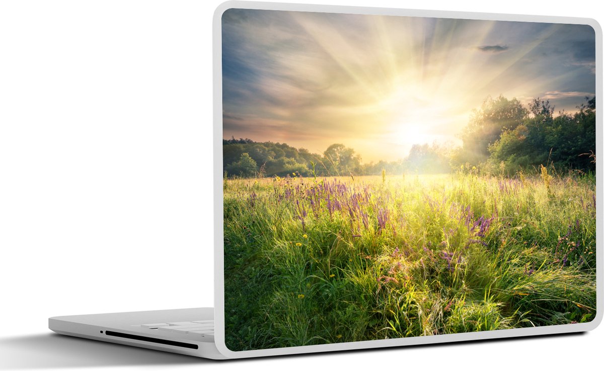 Laptop sticker - 10.1 inch - Bloemen - Zon - Lente - 25x18cm - Laptopstickers - Laptop skin - Cover