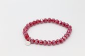 Bubbels SIeraden Crystal armband red samba pearl shine - rood - Maat one size - f43