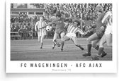 Walljar - Poster Ajax - Voetbal - Amsterdam - Eredivisie - Zwart wit - FC Wageningen - AFC Ajax '75 - 70 x 100 cm - Zwart wit poster