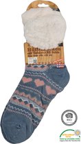 Antonio Huissokken - Huissokken Hartjes - Lavendel Blauw Roze - Dames - Antislip ABS - One Size (35-42) - Hüttensocken - Warme Sokken - Warme Huissok